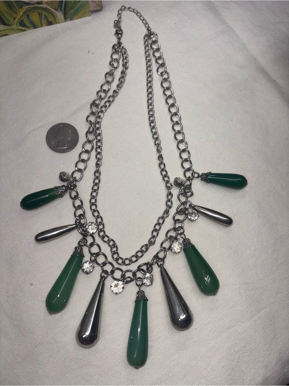 Green Teardrop Statement Necklace - Women Jewelry
